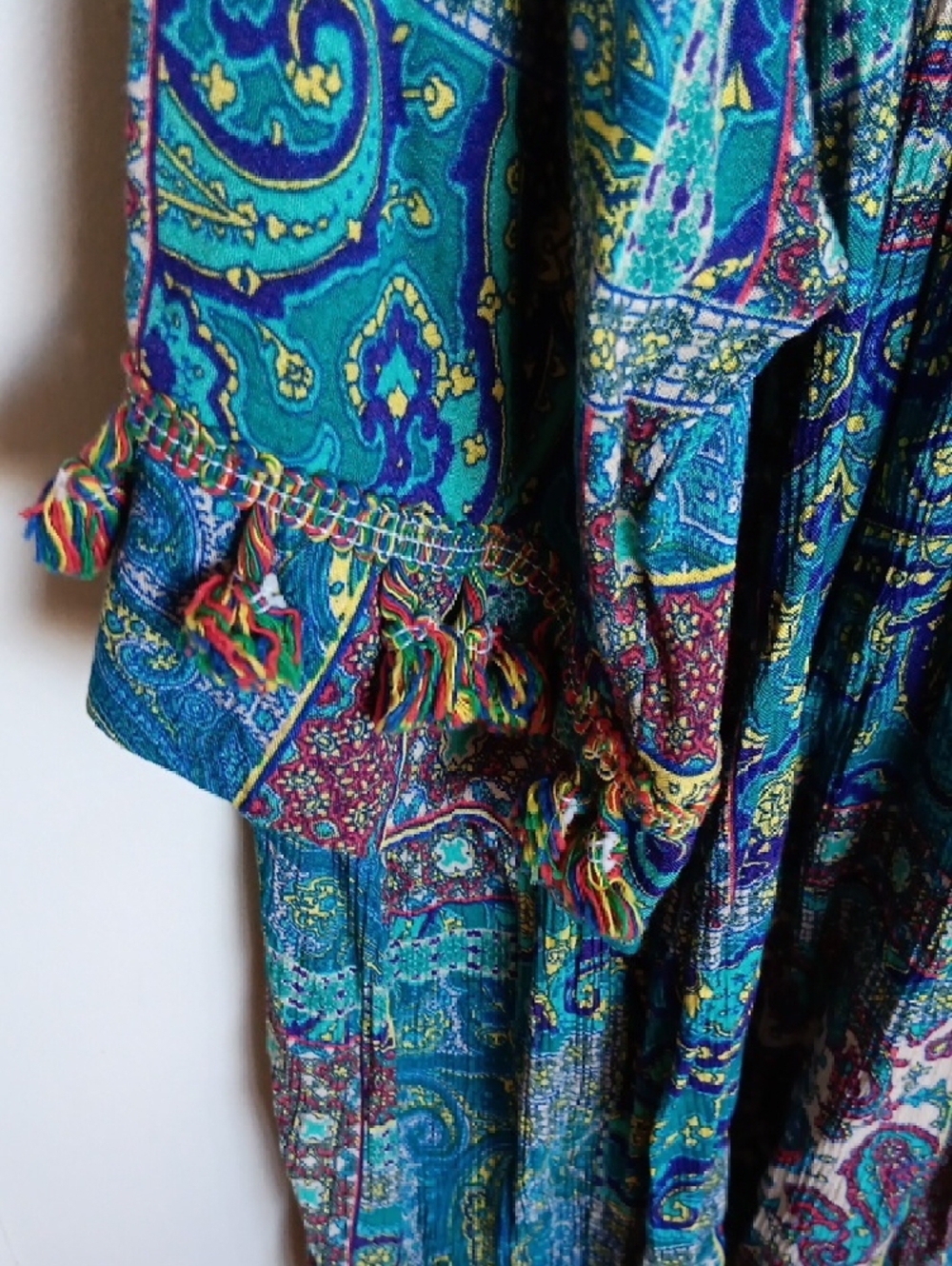 Velzera Multicolor Paisley Boho V-Neck Tunic - Teal Blue 2x - Picture 6 of 6